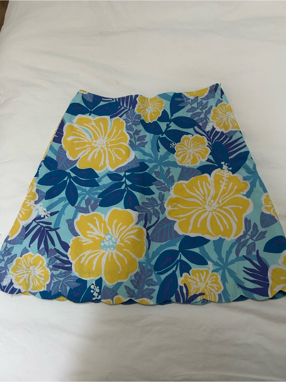 Lilly Pulitzer Yellow, Blue & Aqua Floral A-Line Skirt